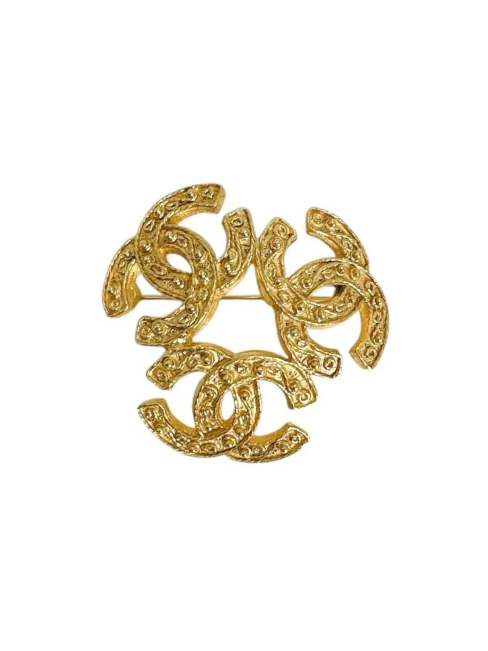 Chanel Triple CC Logo Corsage Gold Brooch